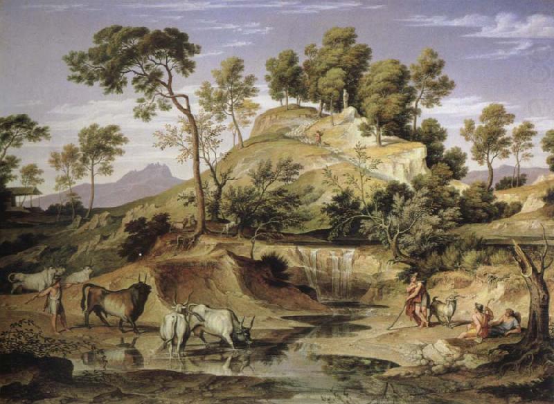 Joseph Anton Koch landscape with shepherds and cows china oil painting image